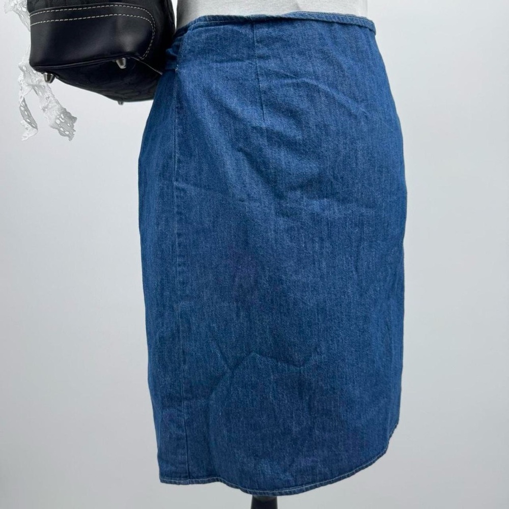Vintage Ralph Lauren Country denim blue wrap midi skirt womens sz L 100% cotton